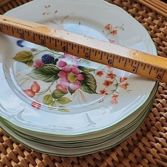 Vintage Set Of 5 Floral & Fruit Salad/Dessert Or Wall Decor Plates - Picture 8 of 10